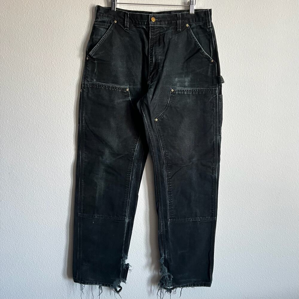 Carhartt BLK faded black double knee work wear carpenter pants